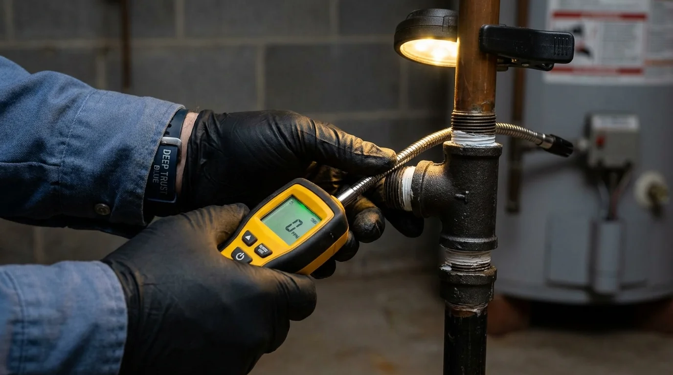 Gas leak detection with electronic sniffer by Johns Plumbing LLC in Gautier