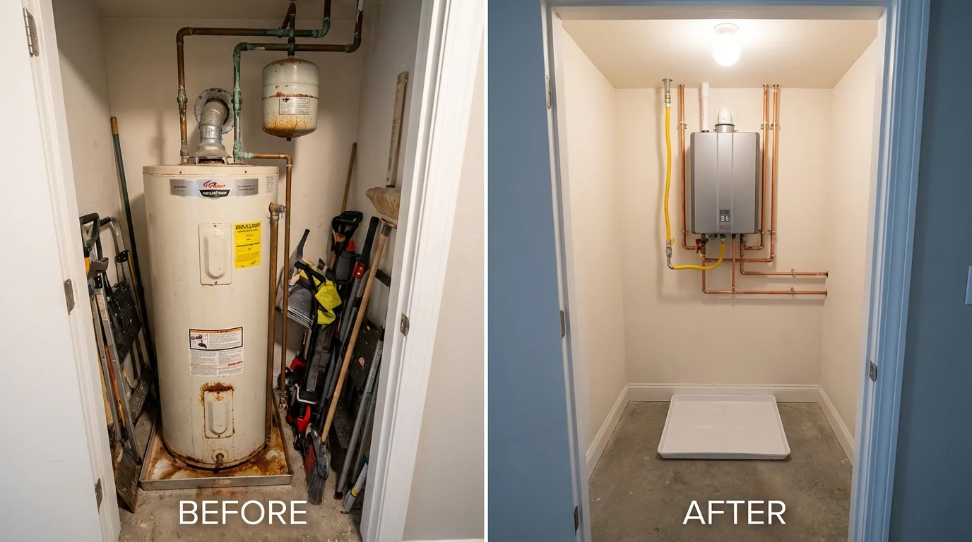 Tank water heater versus wall-mounted tankless unit comparison for Gautier, MS homeowners