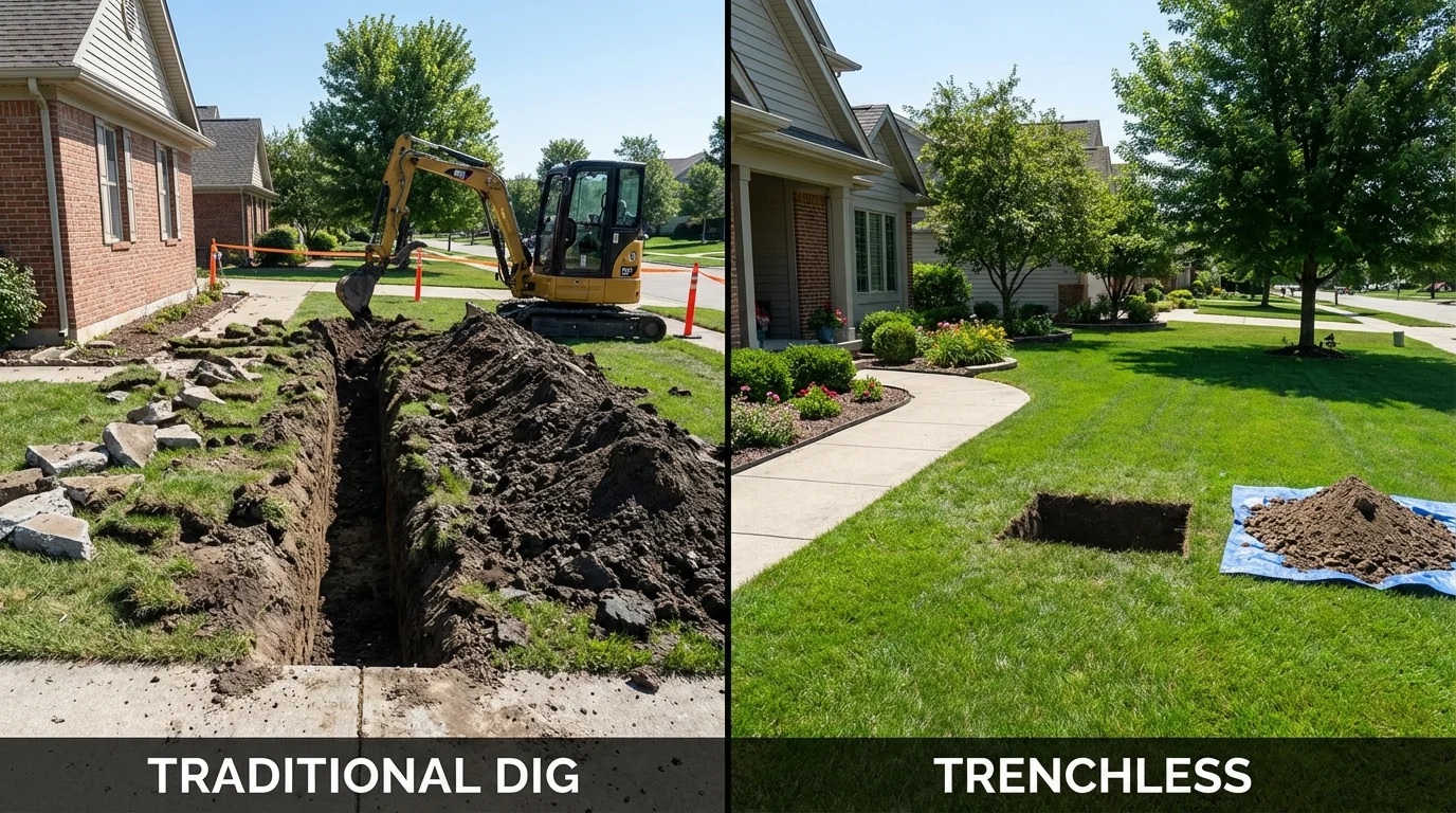 Trenchless sewer repair with minimal yard damage versus traditional excavation in Gautier, MS